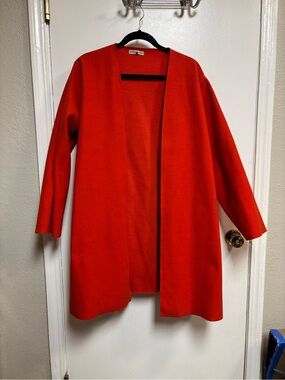 Acquamarina Made in Italy Red Belted Coatigan Duster Size L